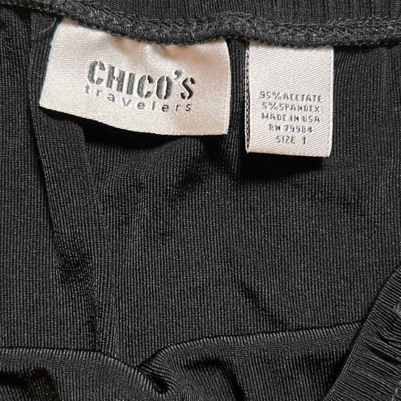 Chico's Travelers Black Women Size 1 Midi Pleaded Skirt
