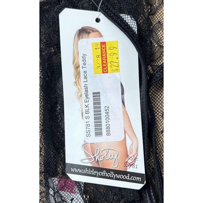 Shirley Teddy Womens S Black Lace Eyelash Sheer High Cut Lingerie Sexy
