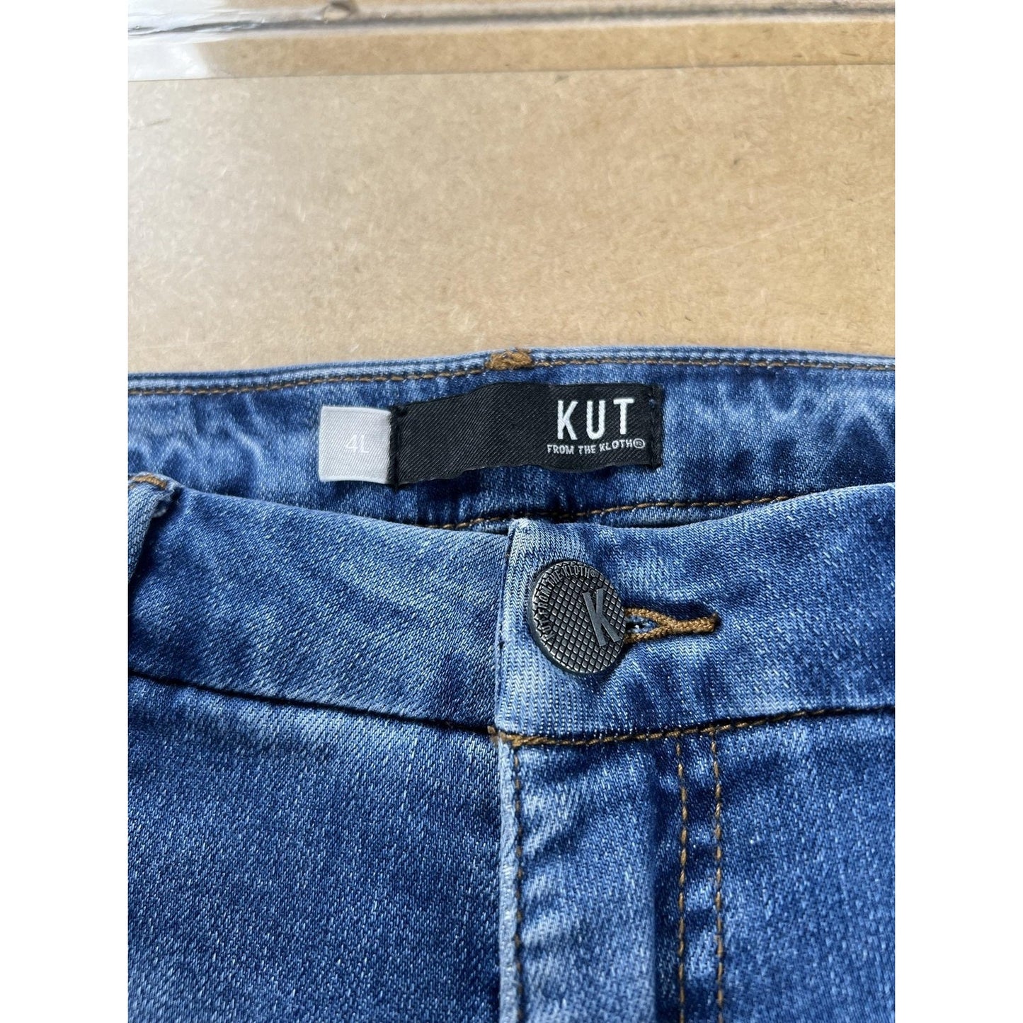 KUT From The Kloth Pants Womens 4L Blue Cropped Denim Stretch Pockets Zip