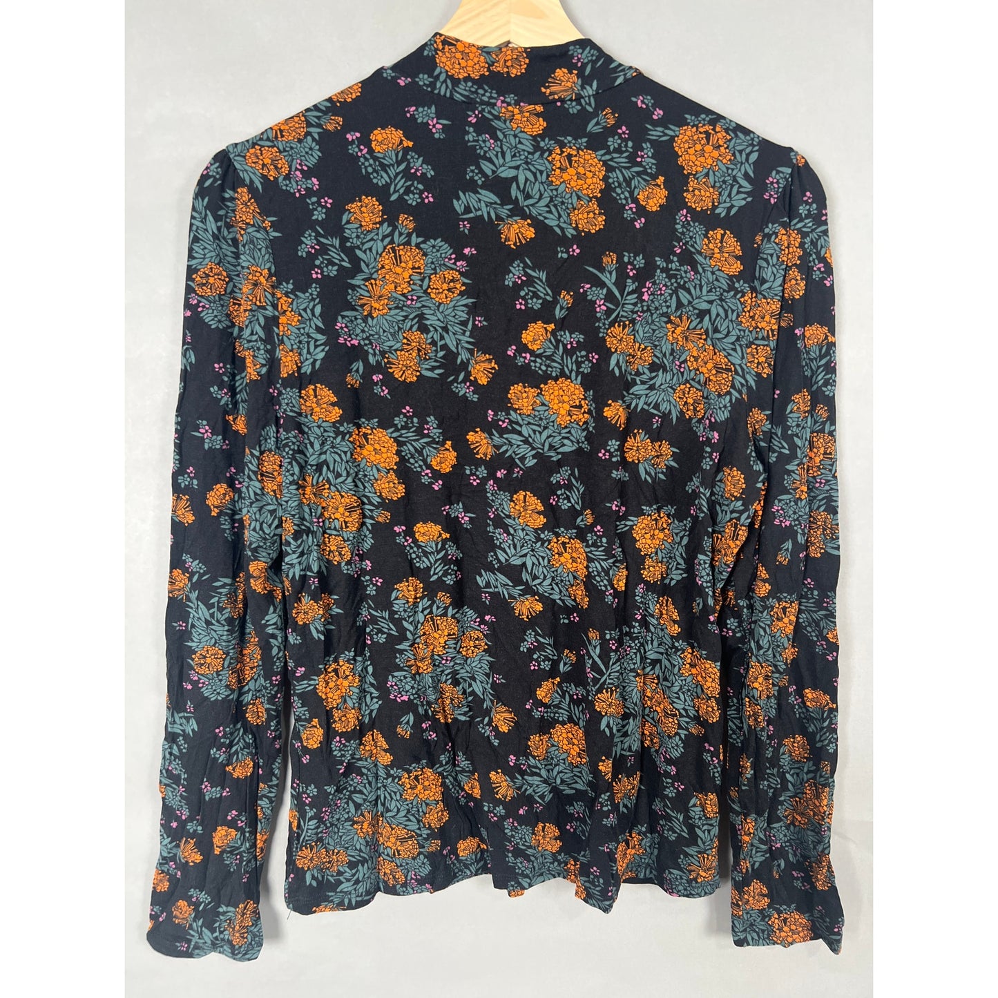 Modcloth Size Large Viscose Turtle Neck Long Sleeve Floral