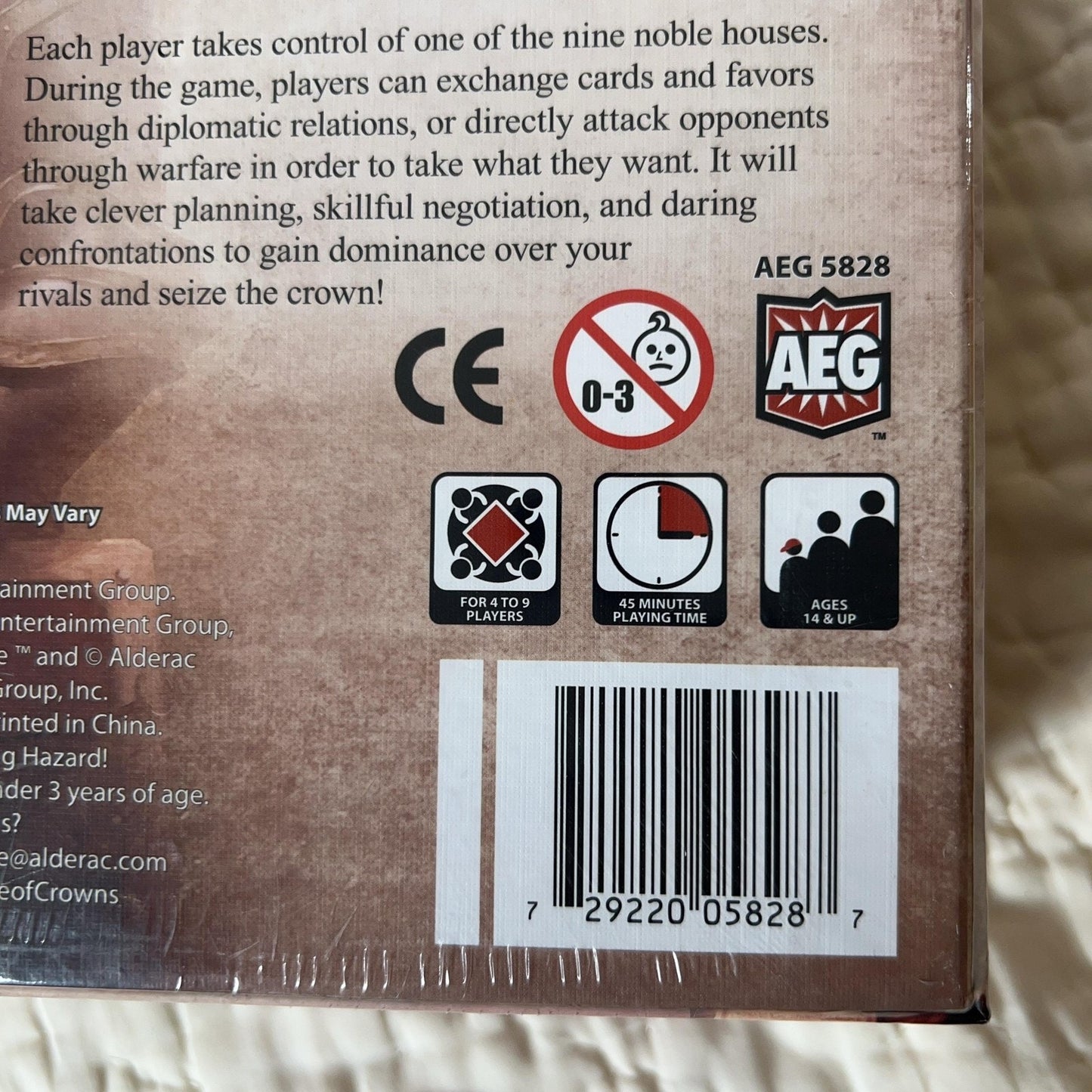 AEG Game Of Crowns Board Game 2015 Complete Sealed Strategy 4-9 Players