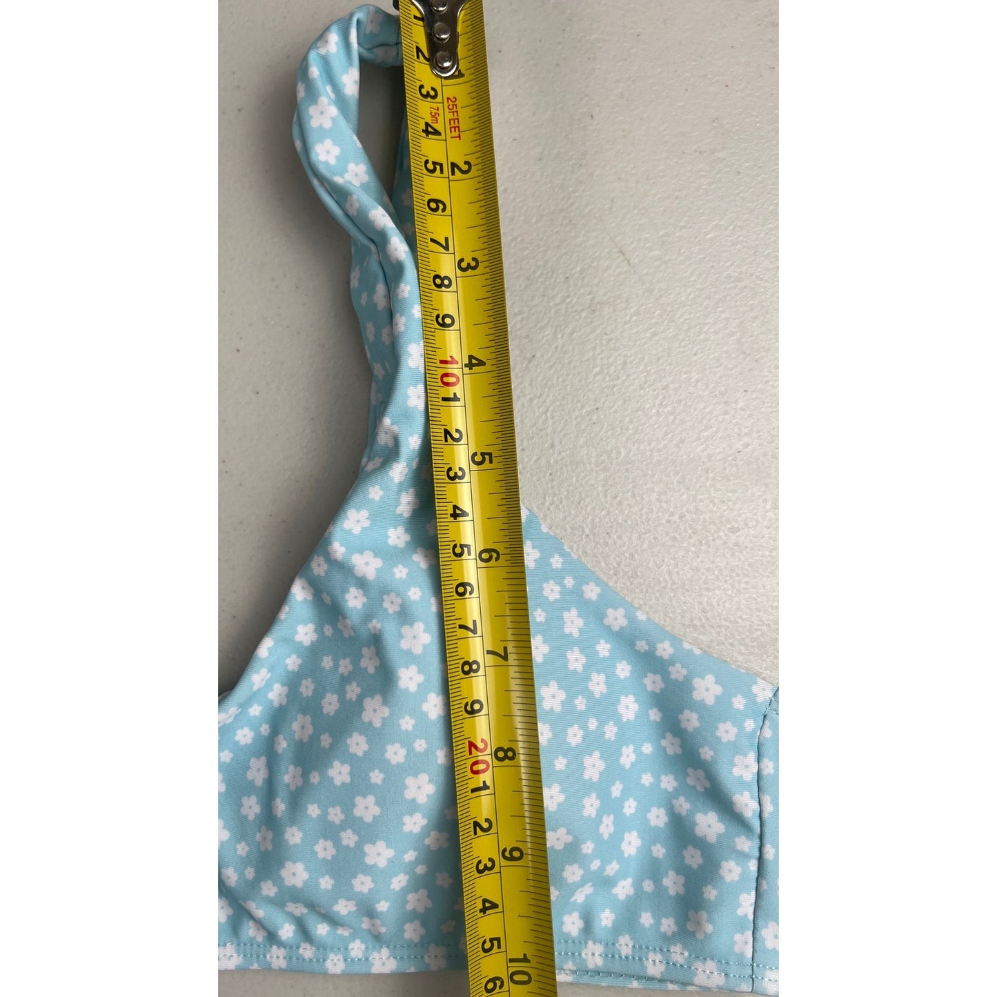 Shein Swim Floral Blue Bikini Top Large