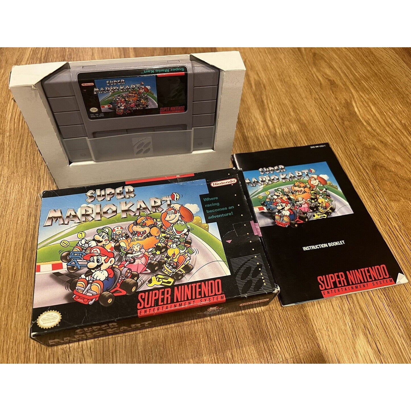 Super Mario Kart (Super Nintendo SNES, 1992) - Box and Manual