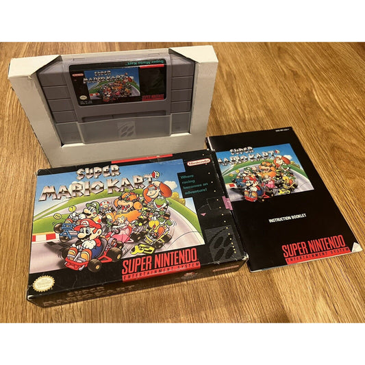 Super Mario Kart (Super Nintendo SNES, 1992) - Box and Manual