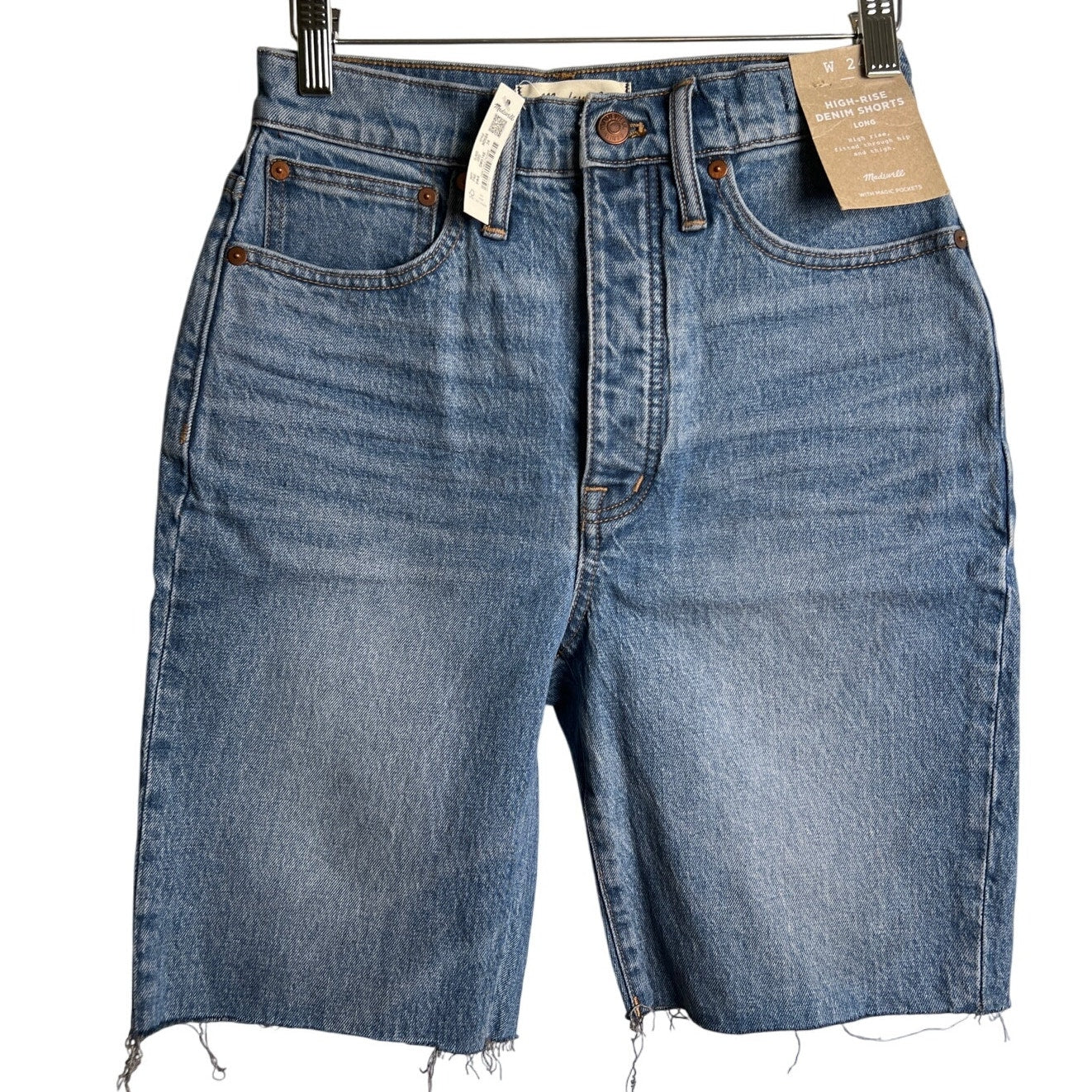Madewell High-Rise Long Denim Shorts NWT Size 24 Button Fly