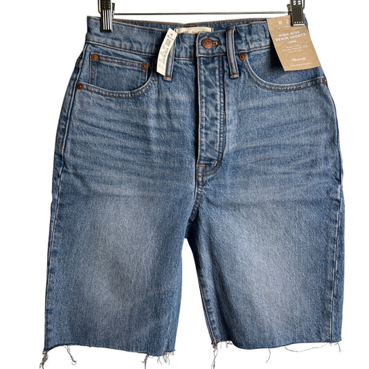 Madewell High-Rise Long Denim Shorts NWT Size 24 Button Fly