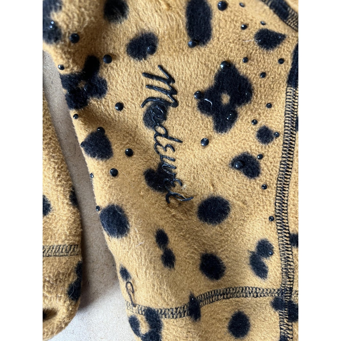 Muk Luks Boot Socks Womens One Size Regular Beige Fleece Leopard Print