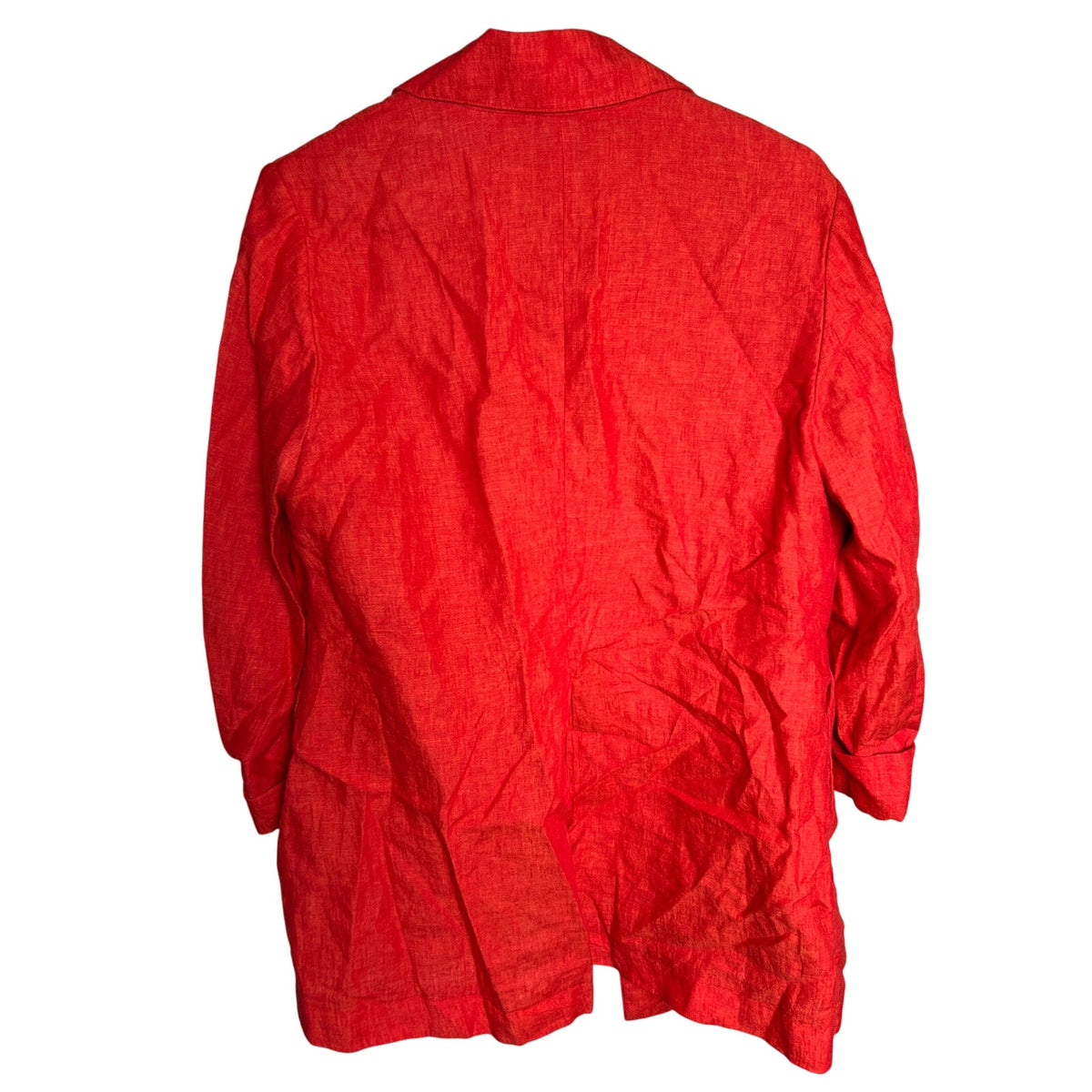 Coldwater Creek Size 12 Blazer Linen Red Long Sleeve Open Front