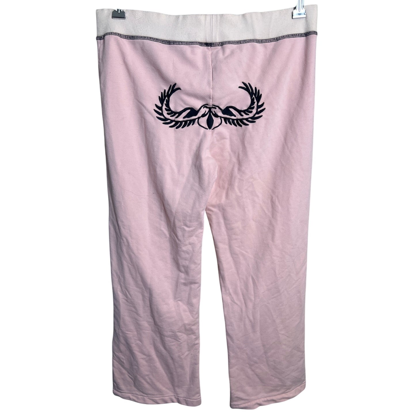 Coqueta Couture XL Pink Wide Flare Sweatpants Angel Wing