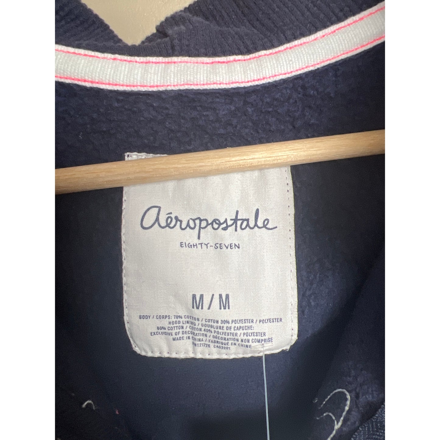 Aeropostale Hoodie Medium College Style Full Zip Navy Blue