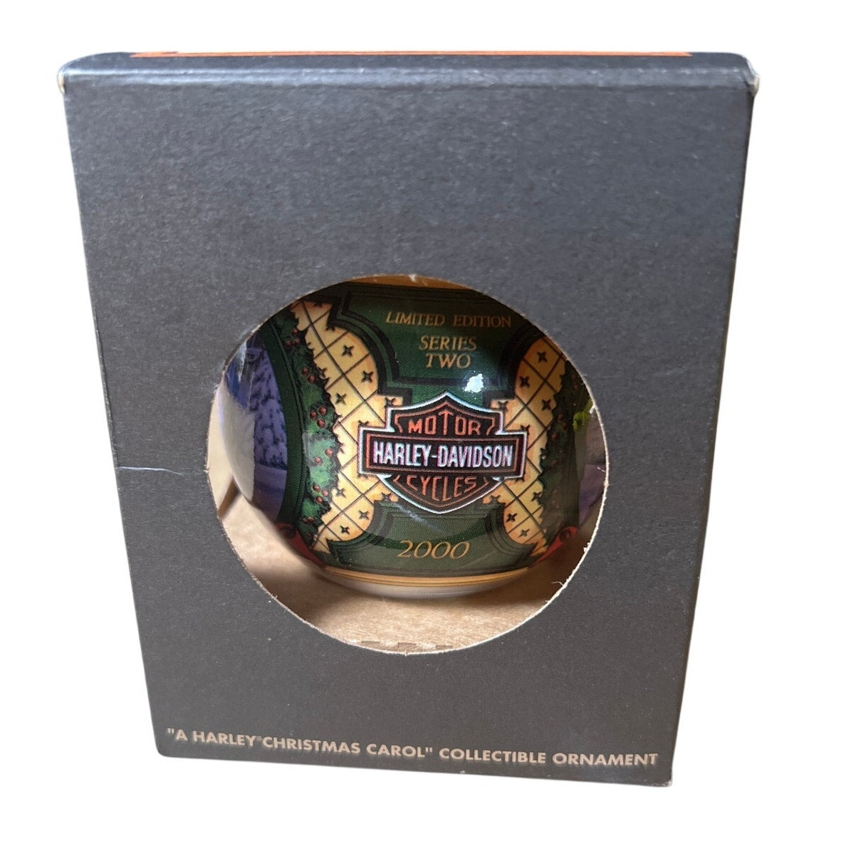 NIB 2000 Harley Davidson Bulb Ornament Harley Clause Christmas Carol Limited Edition