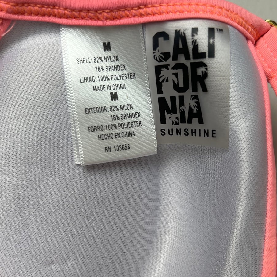 California Sunshine Pink Bikini Top Adjustable Strap Medium