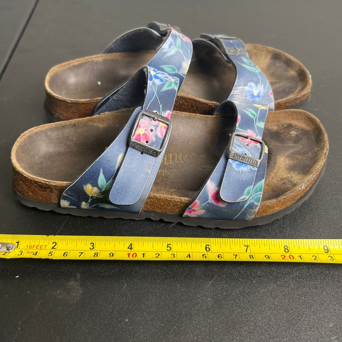 Papillio Birkenstock Arizona Women's US 4 Blue Floral Slide Sandals