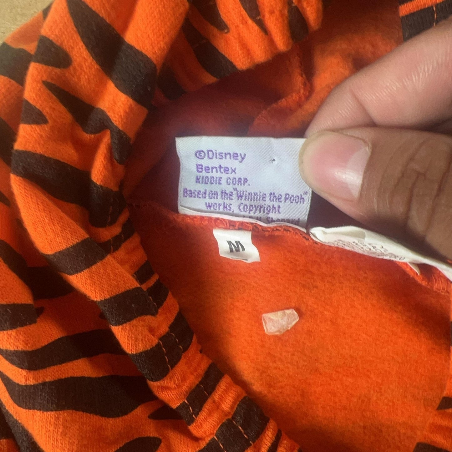 Vintage Snowsuit Pooh Boys M Orange Hooded Fleece Animal Print Tigger Snap Front