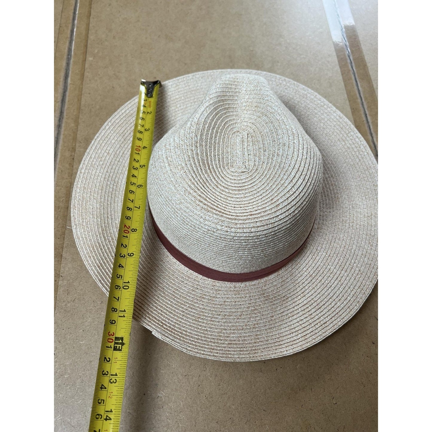 Nordstrom Hat Womens One Size Beige Straw Panama Wide Brim Travel Beach Summer