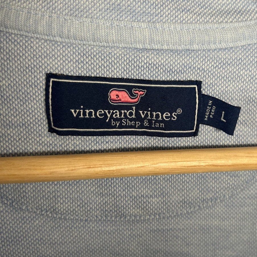 Vineyard Vines Large L Light Blue Striped 1/4 Zip Pullover Sweatshirt