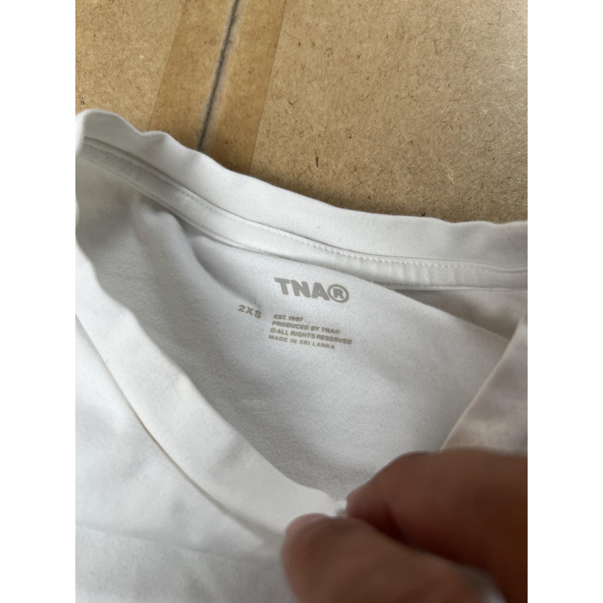 Tna T-Shirt Womens 2XS White Crew Neck Jersey Slim Stretch Tagless Casual