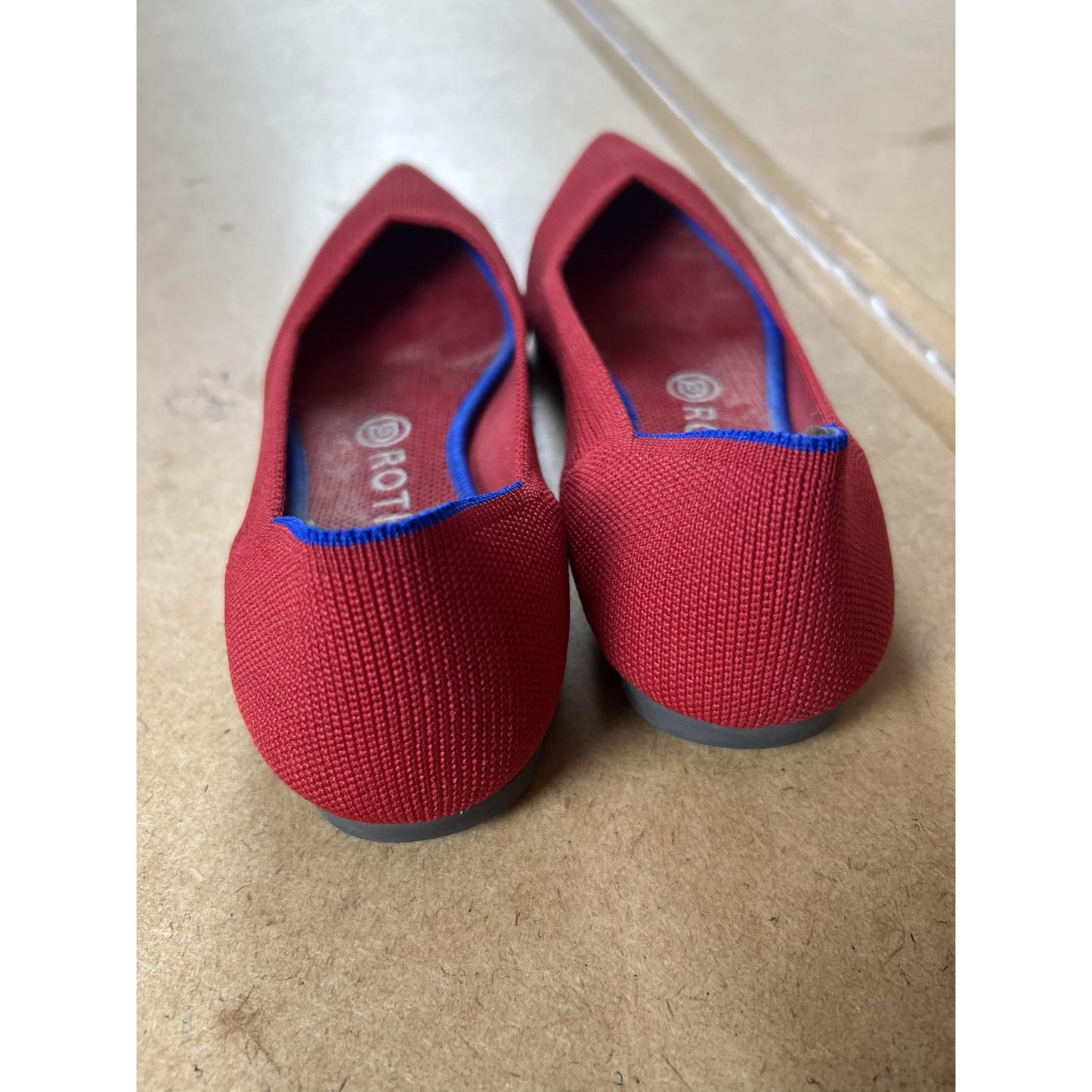 Rothy's Shoes Womens Size 10.5 Red The Point Pointed Toe Knit Flats Cushioned