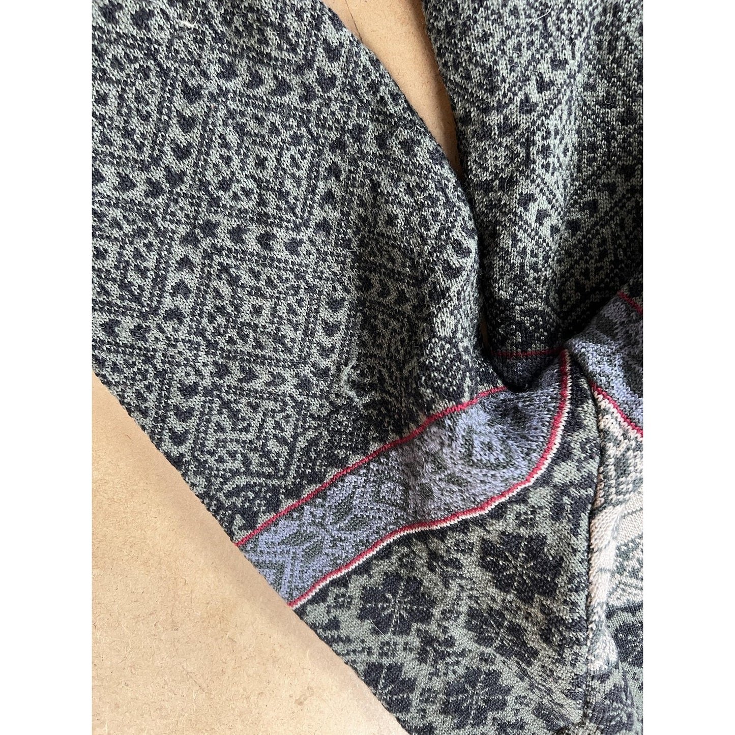 NORSKWEAR Cardigan Mens M Green Wool Knit Fair Isle Pockets Heavyweight