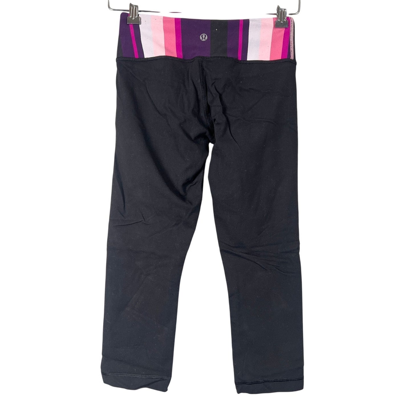 Lululemon Core Kicker Crop Black/Assorted Stripes Leggings Size 4