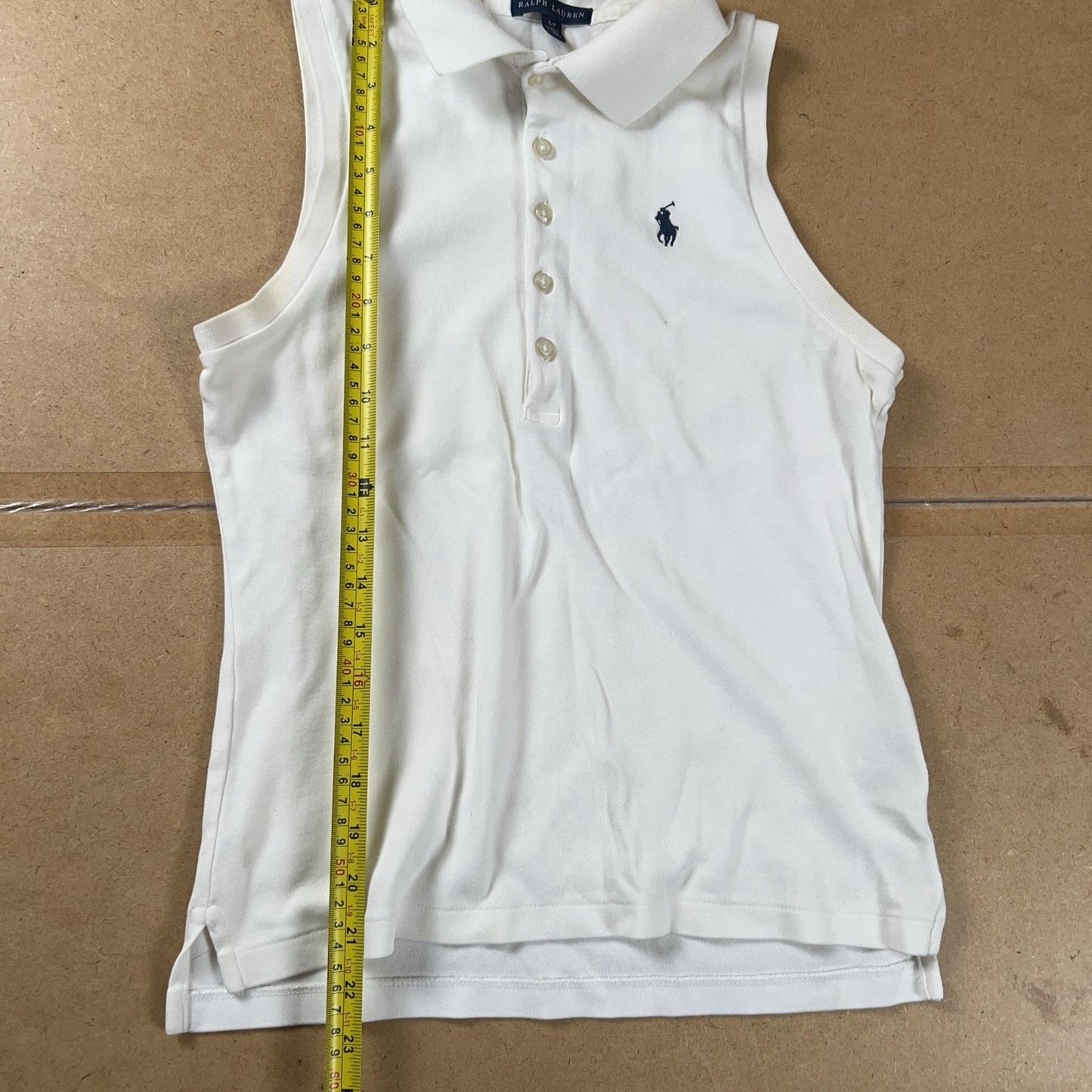 Ralph Lauren Polo Womens S White Sleeveless Collared Button Embroidered Pony