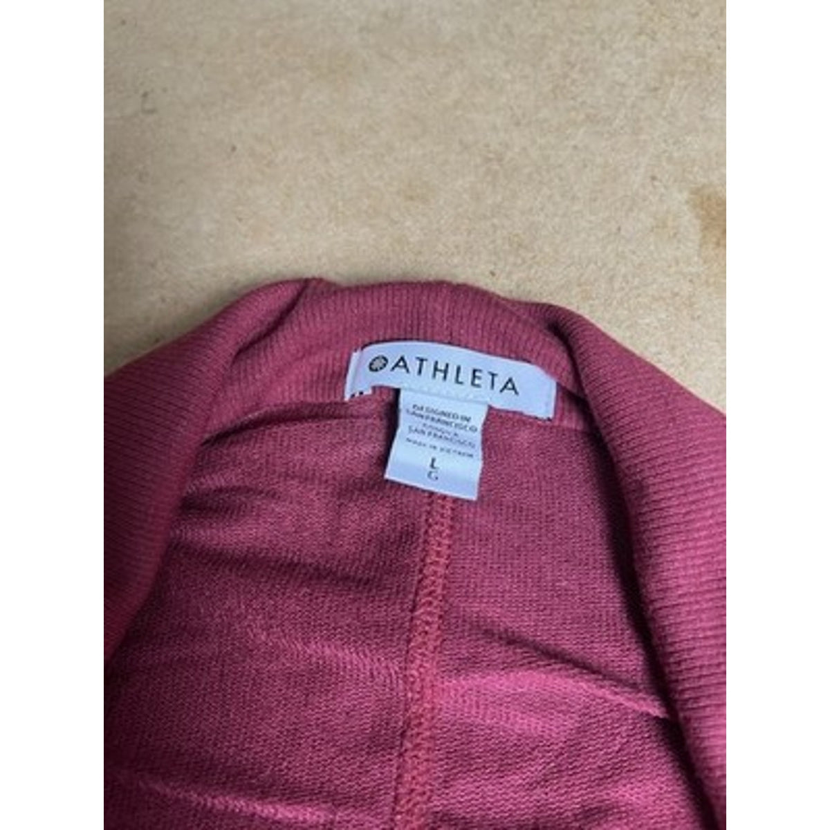 Athleta Sweater Womens L Red Wrap Lightweight Open Stretch Modal Raglan Collared