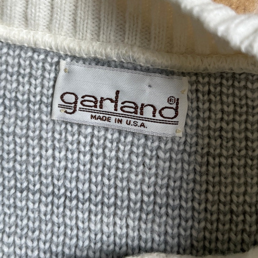 Vintage Garland Aztec Knit Sweater White/Gray Unisex L