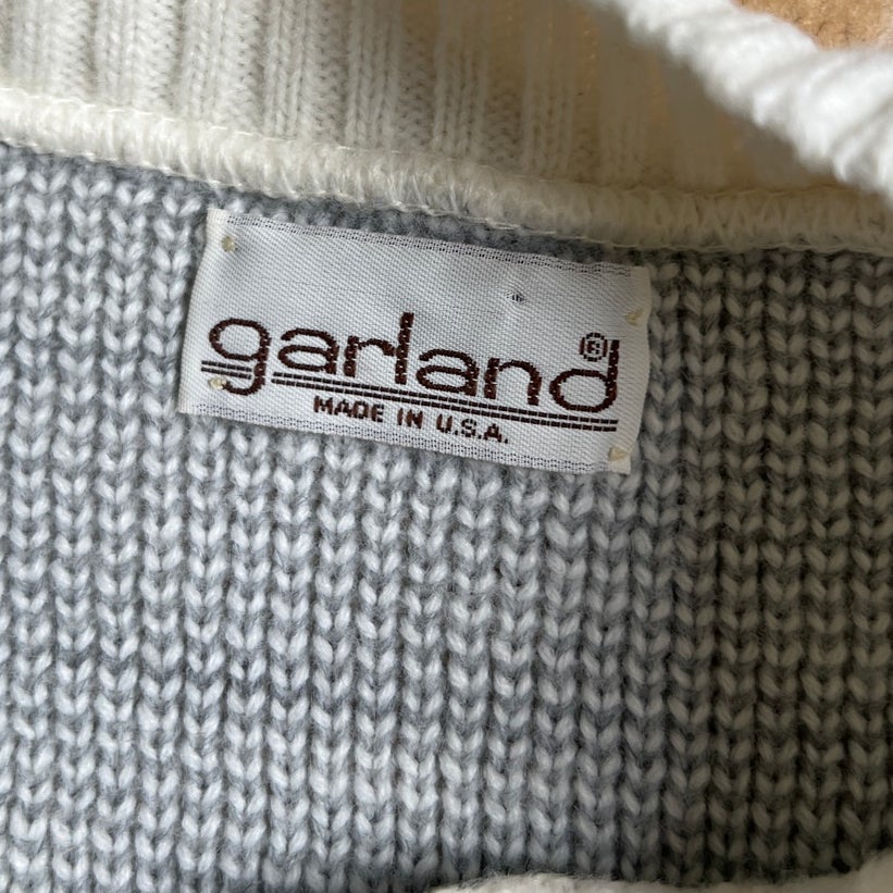 Vintage Garland Aztec Knit Sweater White/Gray Unisex L
