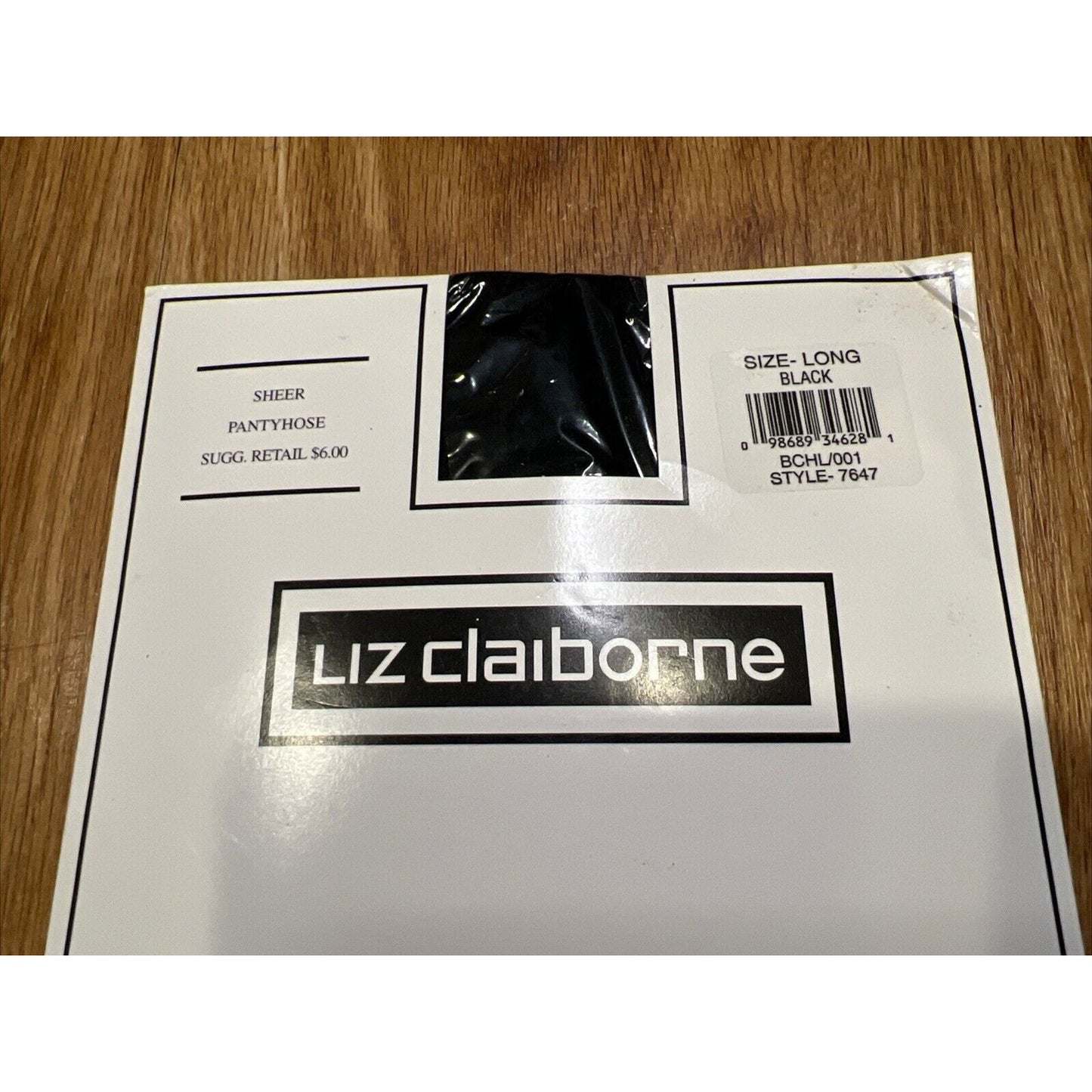 Liz Claiborne Sheer Pantyhose Size LONG Color Black Style 7647