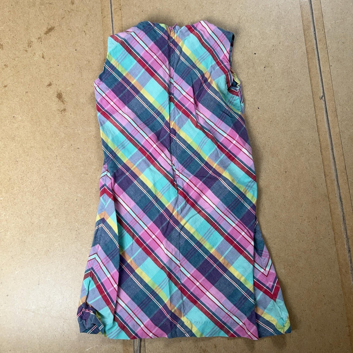 Ralph Lauren Tunic Teens 5 Multicolor Plaid Sleeveless 100% Cotton Embroidered