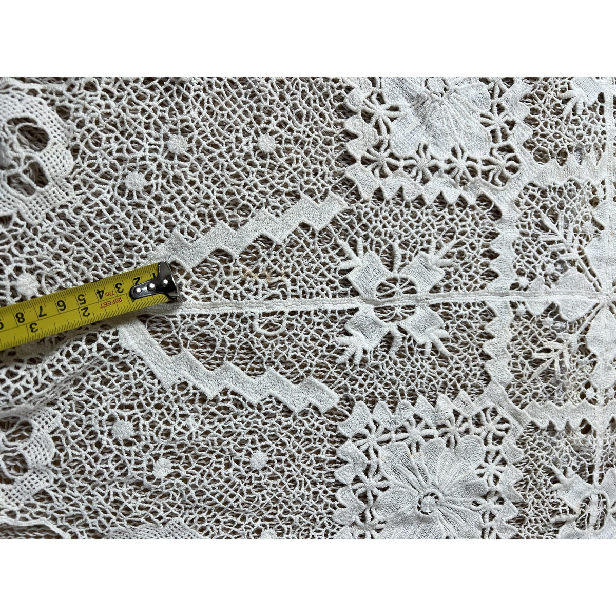 TRIPP Shirt Women's XS/S Beige Linen Lace Crochet Embellished Summer Beach