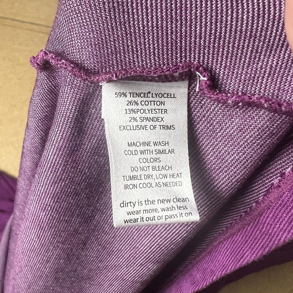 Horny Toad Dress Womens L Purple Wrap Knee Length Jersey V-Neck Empire Waist