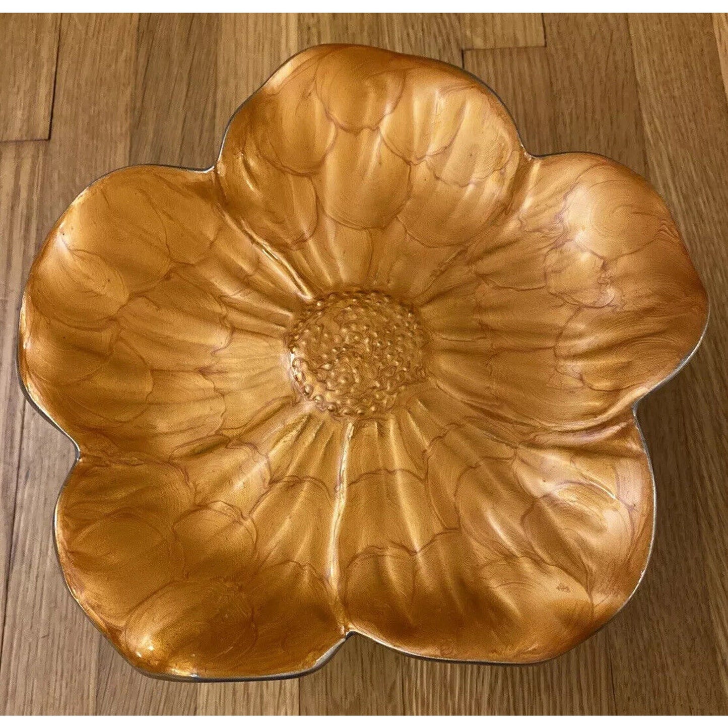 Vintage Julia Knight Enamel Orange Sunflower 8” Pedestal