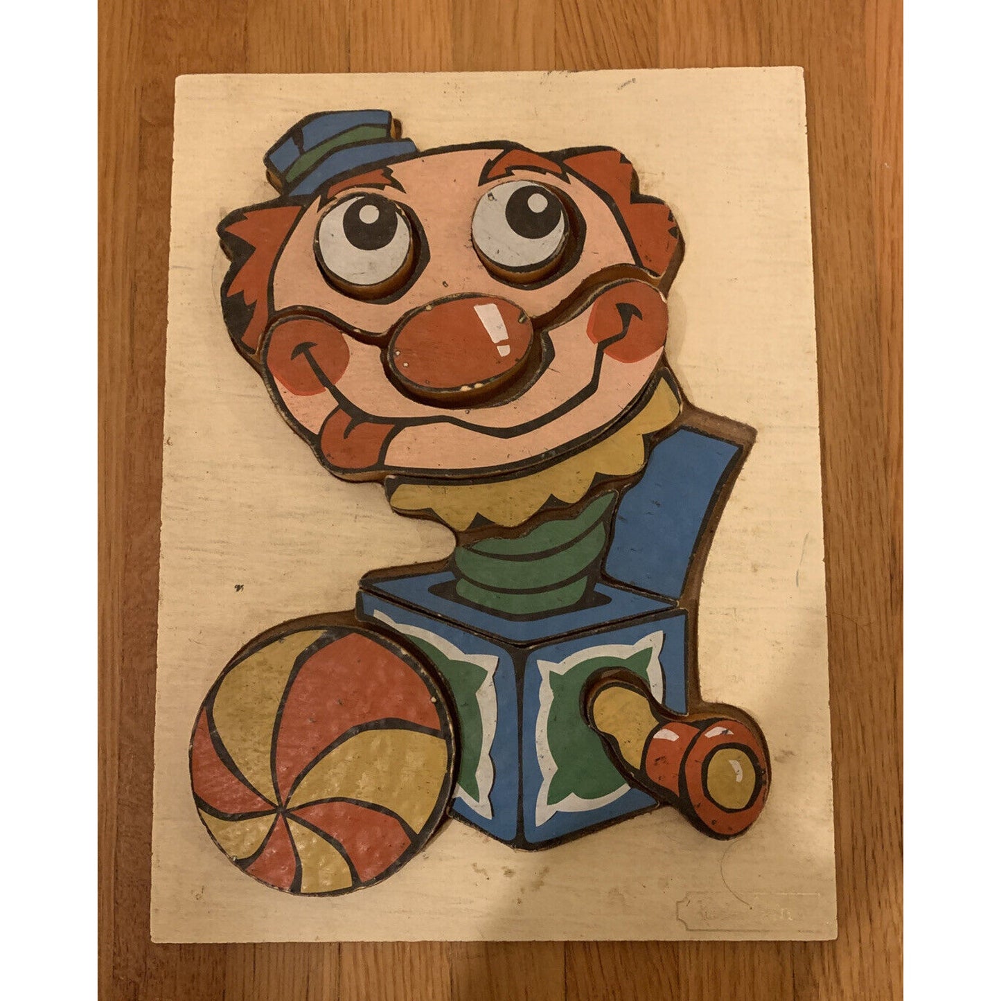 Vintage Rainbow Crafts wooden 3D frame tray jigsaw puzzle preschool Jack in Box