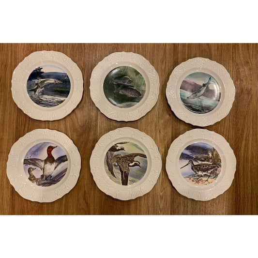 6 Hand Colored 10" Wild Life Plates Painted Especially For The House Of Seagram