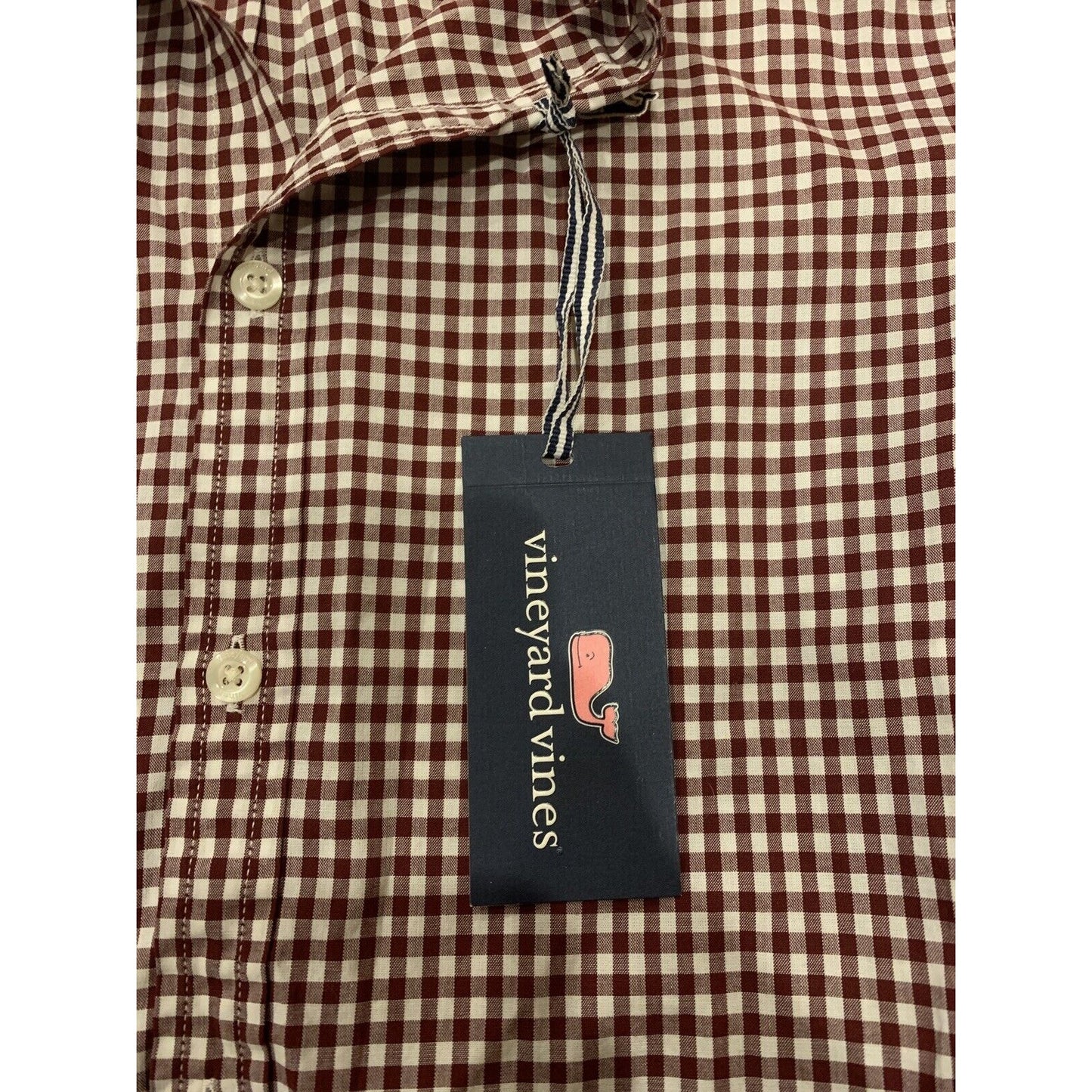 Boy's Vineyard Vines Red Checkered M Medium 12-14 Button Dress Shirt NWT