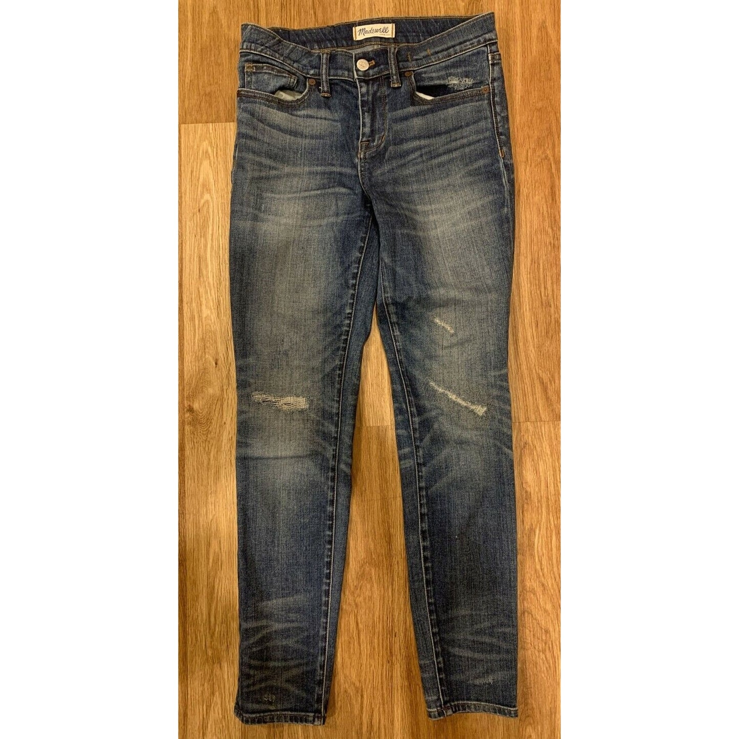 Madewell Size 26 Skinny Skinny Blue Jeans Patched Distressed Denim 26 - EUC
