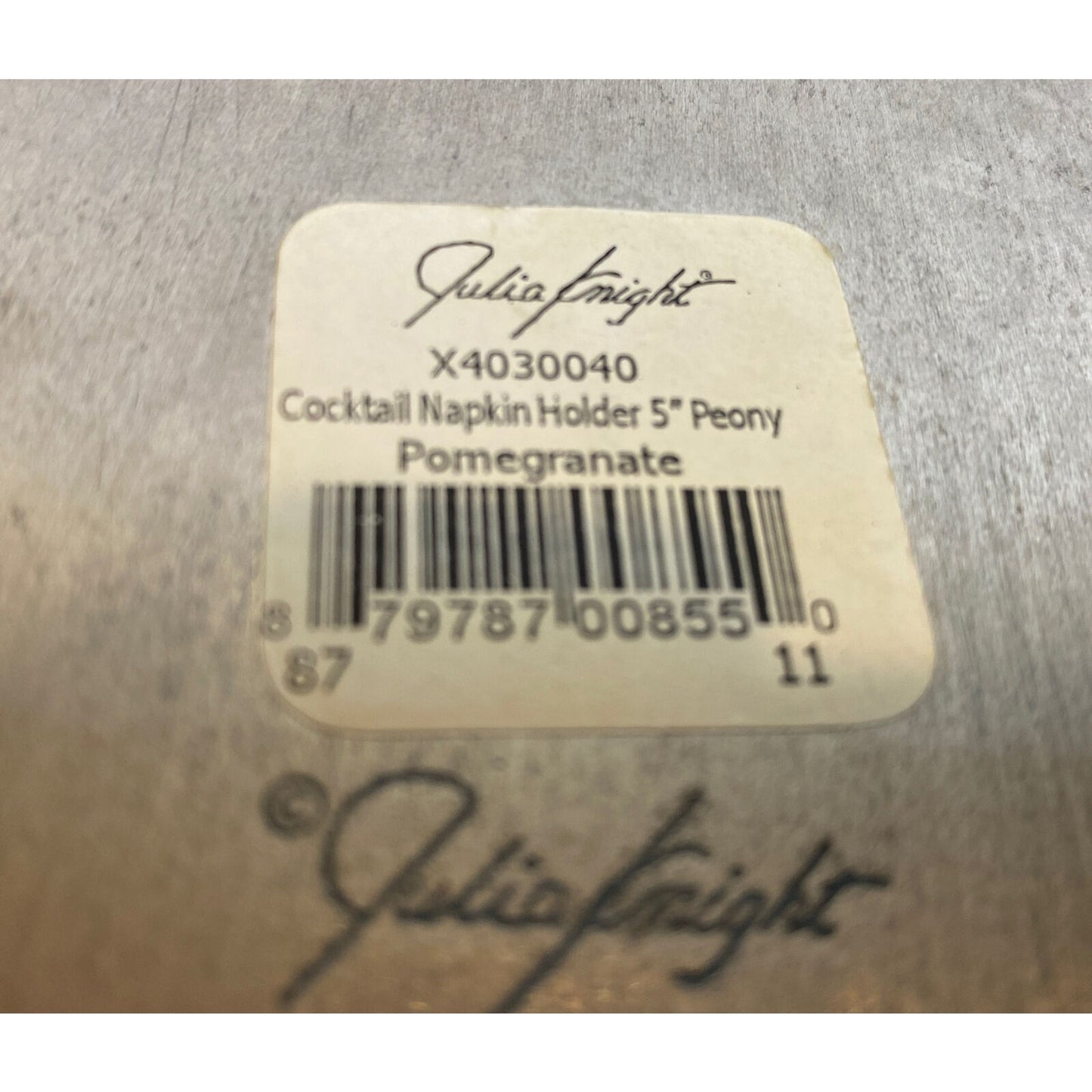 Julia Knight 5” Cocktail Napkin Holder Peony Pomegranate Dish Square 6”x6” - EUC