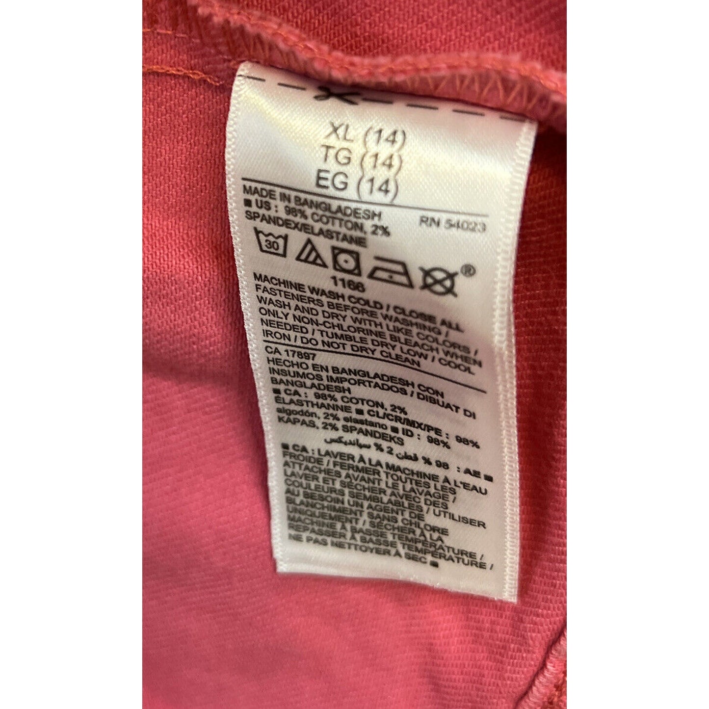 Old Navy Youth Pink Denim Distressed Jacket XL 14 - NWT