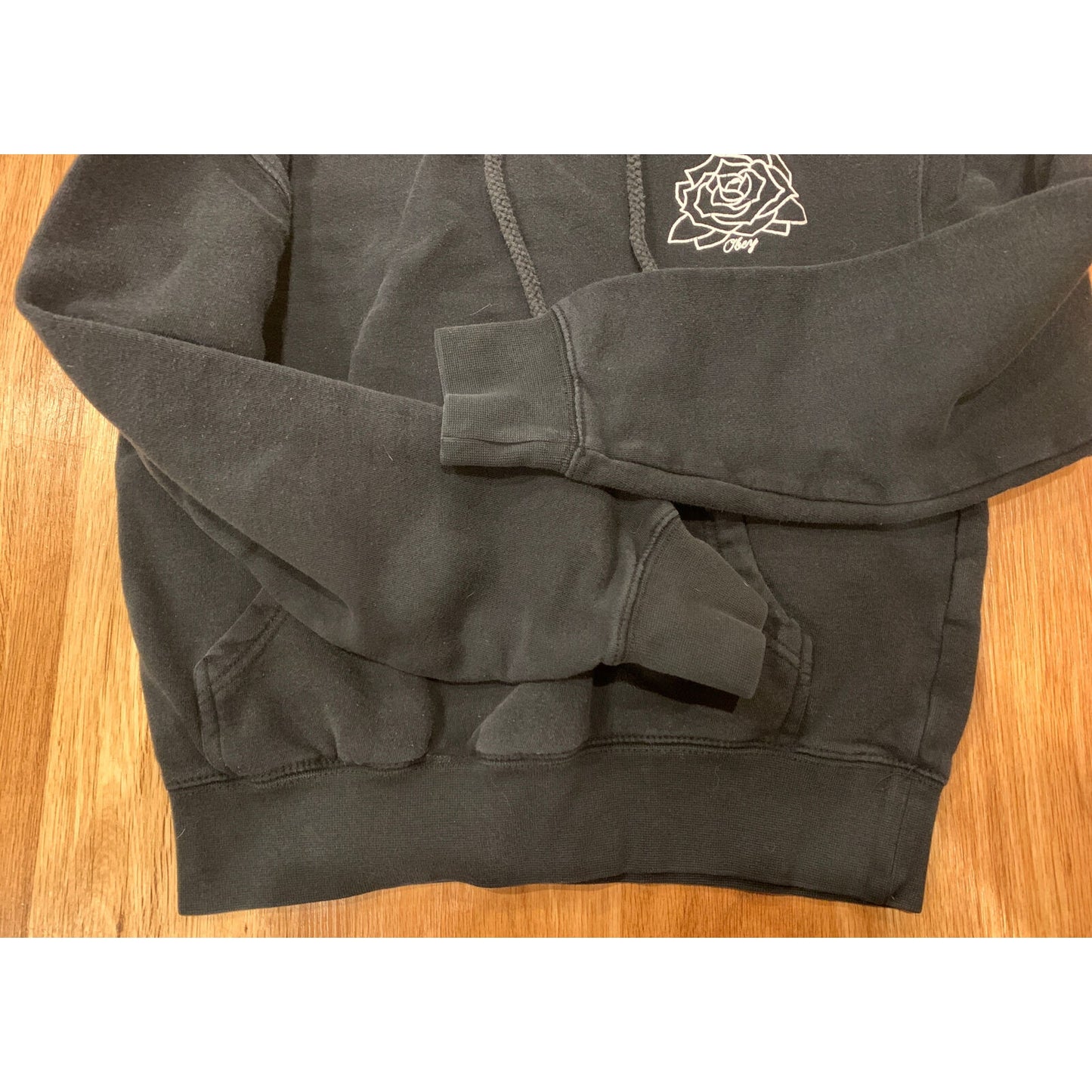 Obey Rose Black Hooded Sweatshirt Size XS
