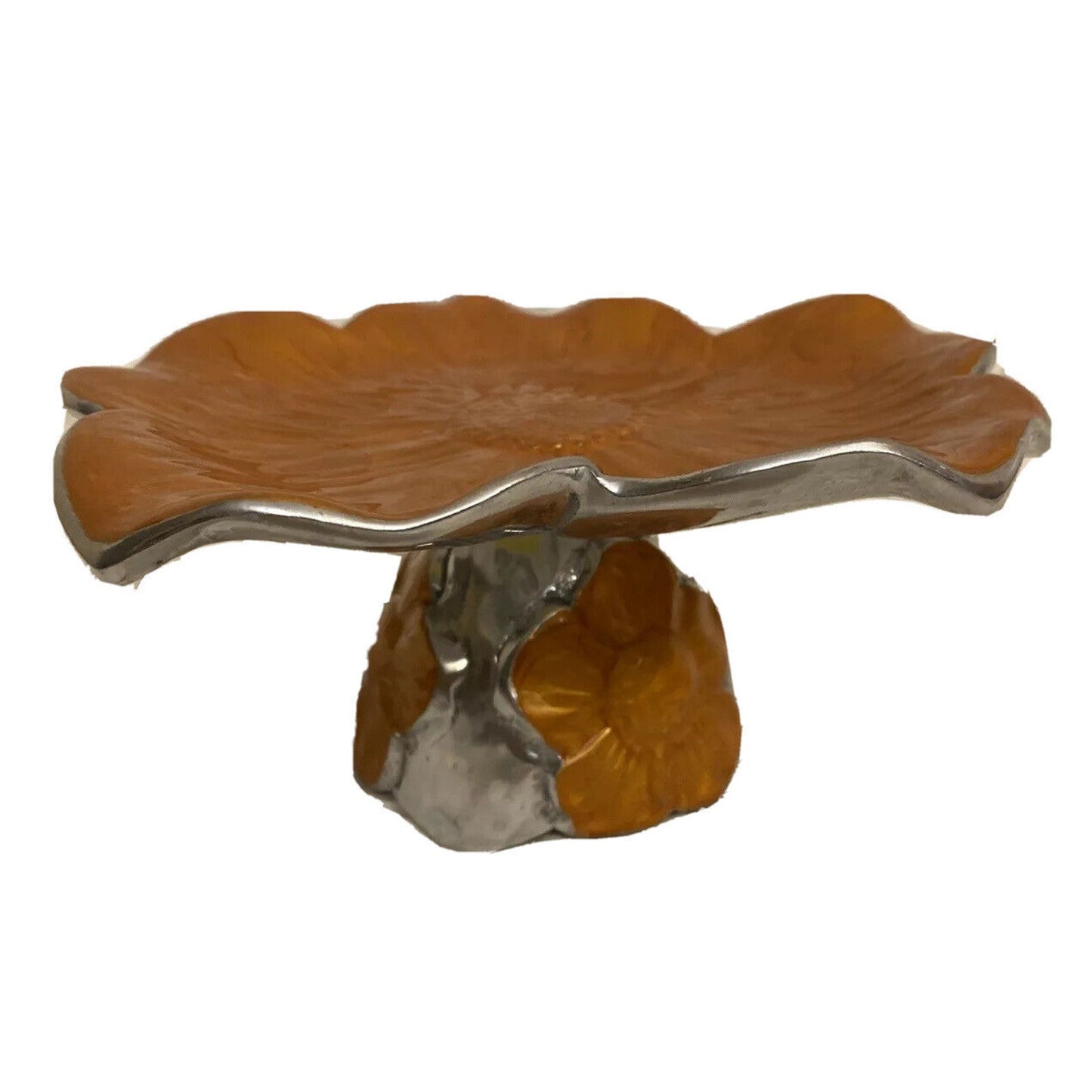 Vintage Julia Knight Enamel Orange Sunflower 8” Pedestal