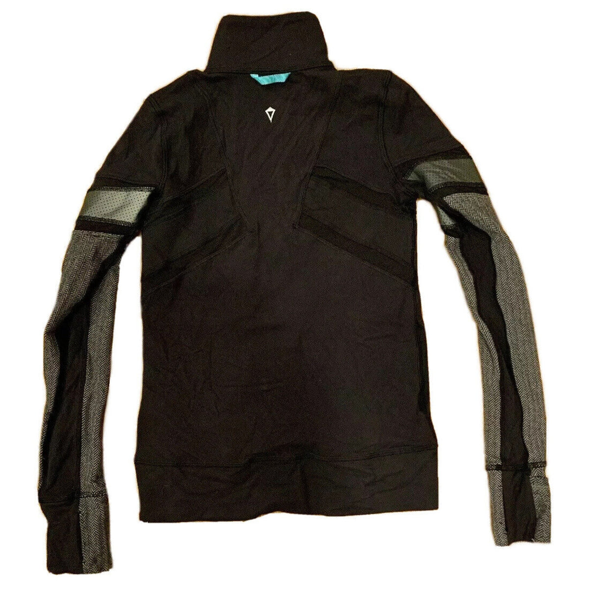 IVIVVA GO AND GLOW HERRINGBONE BLACK PULLOVER TOP SHIRT QUARTER ZIP GRAY Size 10