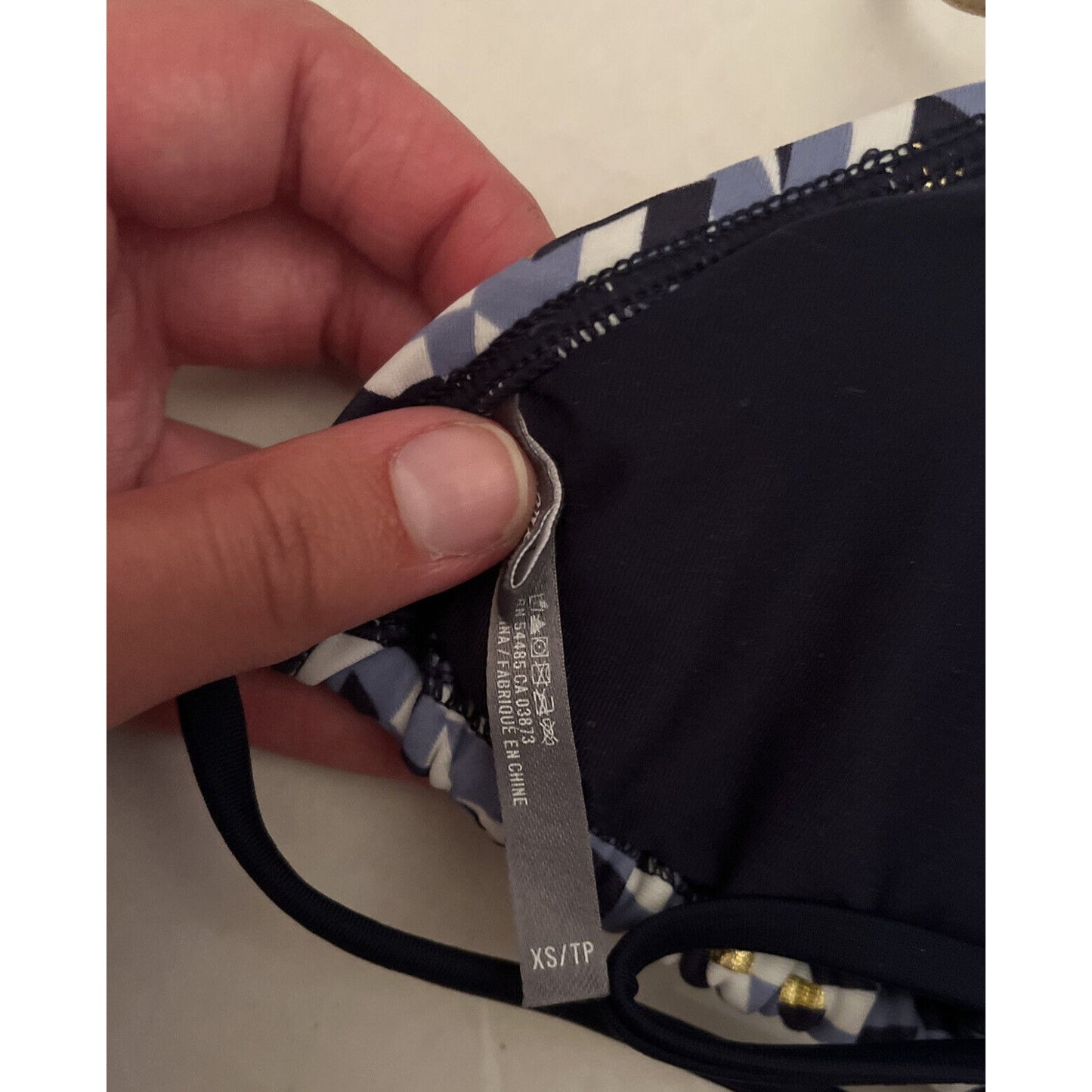 Aerie Swim Halter Triangle Bikini Top Blue Gold XS - EUC