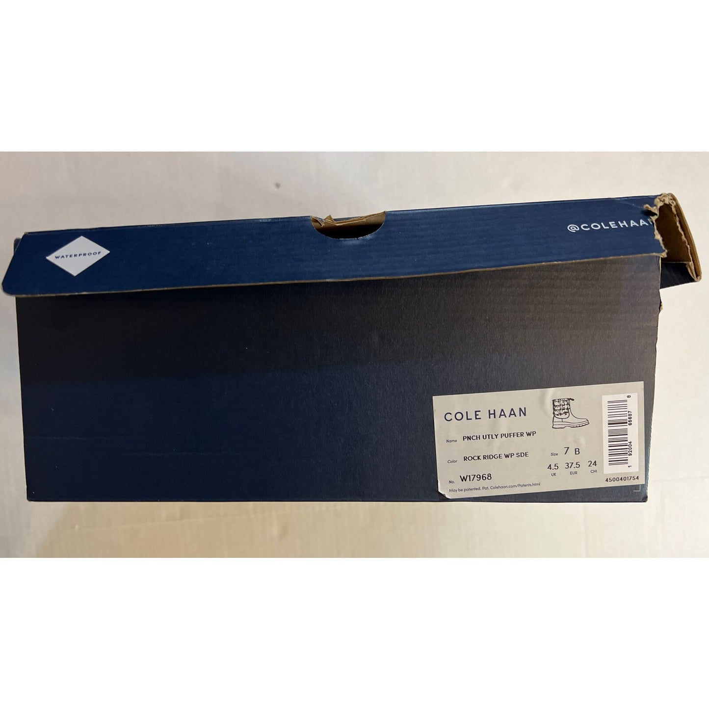 Cole Haan W17968 Women's Pinch Utility Puffer Waterproof Suede Boot Gray 7 B NWT