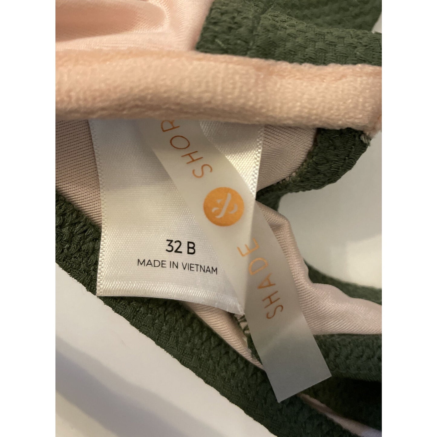 Shade Shore Olive Green Bikini Top SZ 32B slight push up tie - EUC