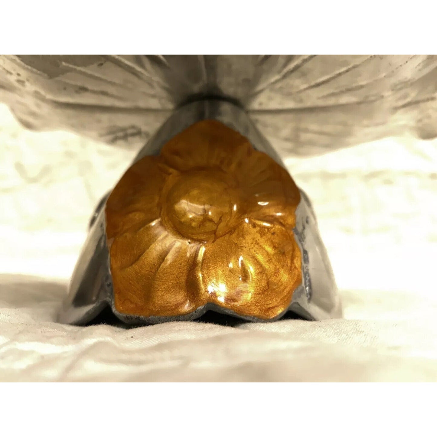 Vintage Julia Knight Enamel Orange Sunflower 8” Pedestal