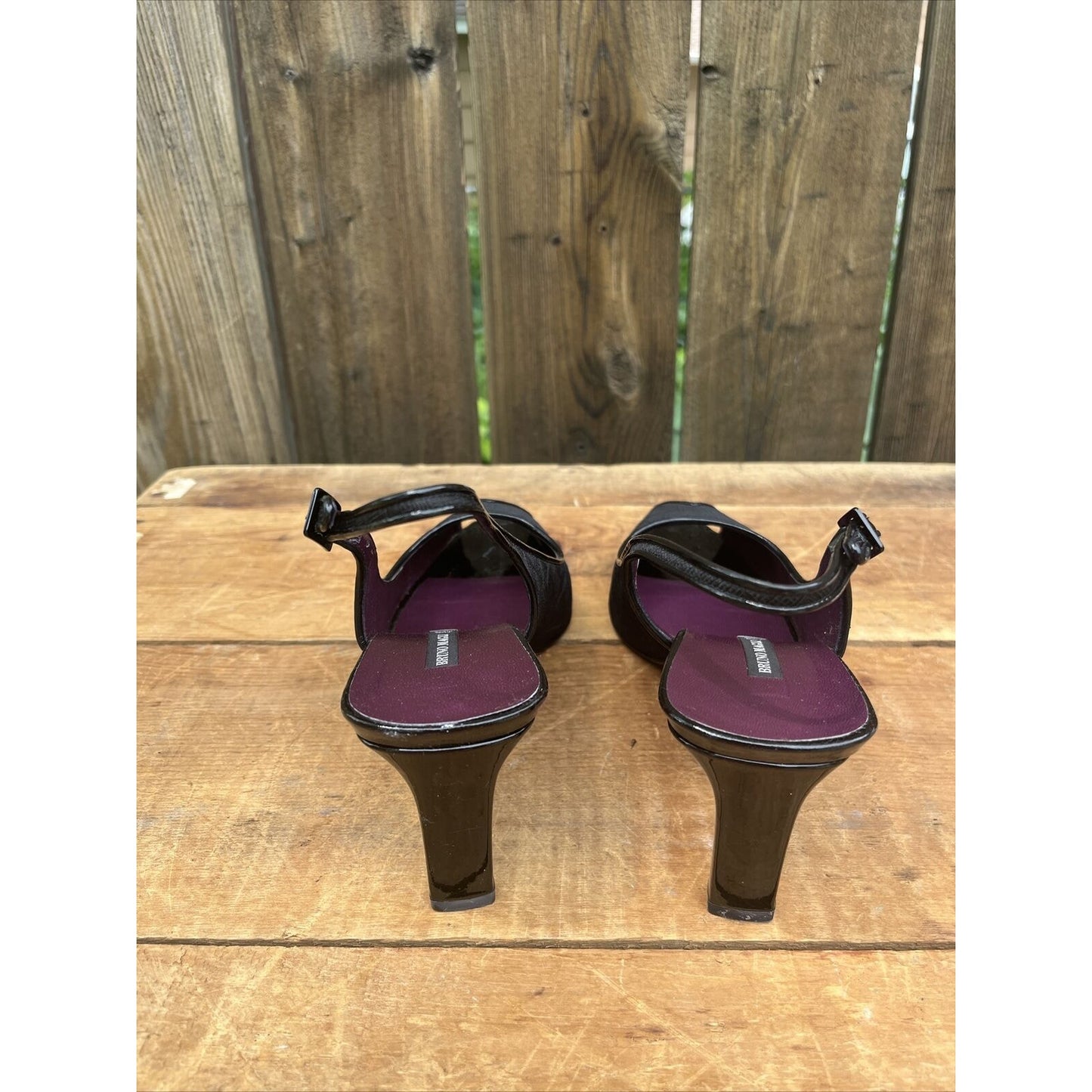 Bruno Magli Vintage Black Open Toe Heels Pumps Size 8 1/2