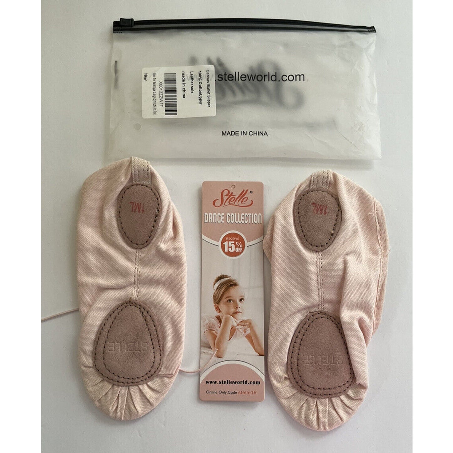 Stelle Pink Girls Canvas Ballet Slipper Yoga Dance Toddler / Little Kid - Size 1 M/L