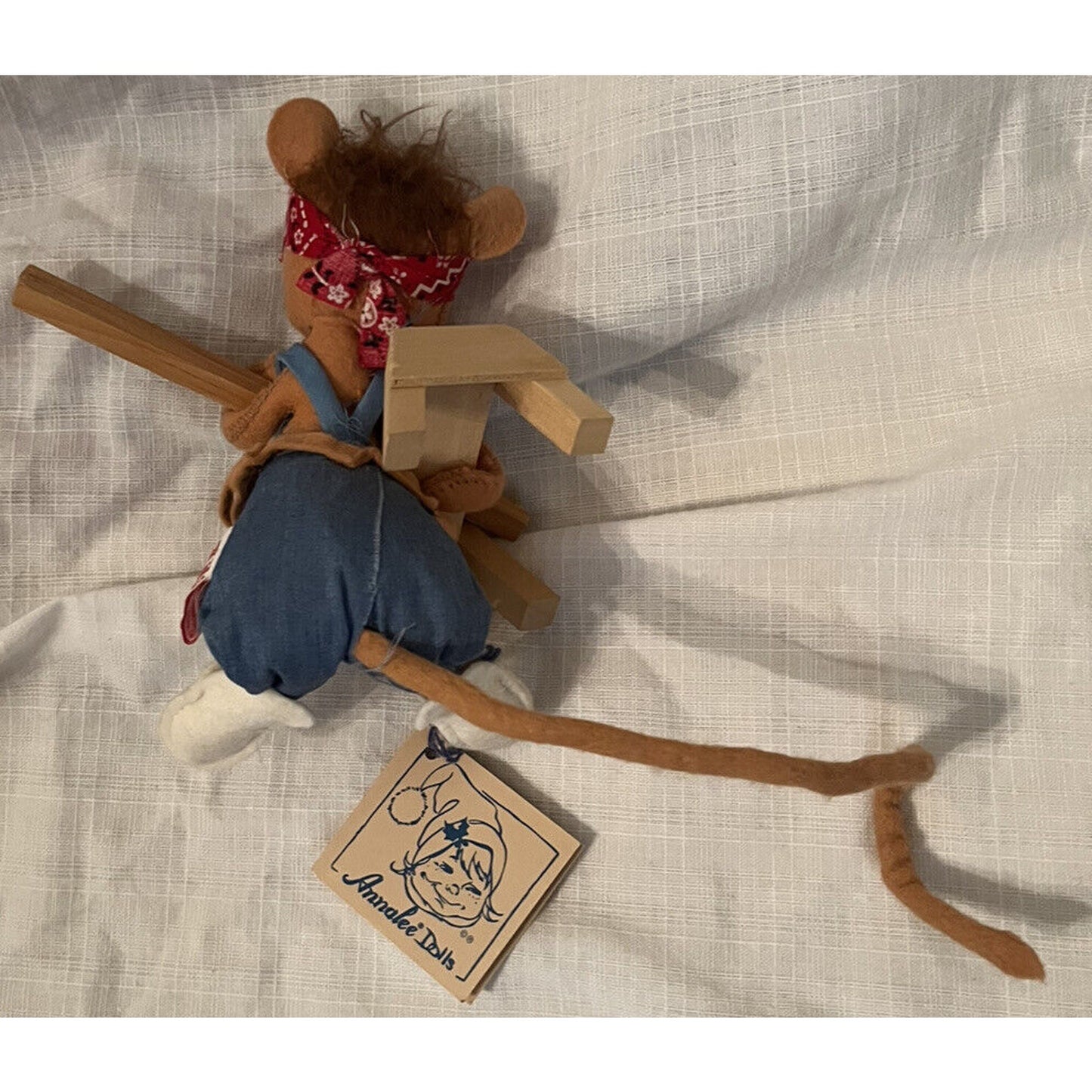 7 inch Annalee 1994 habitat construction mouse Nails Hammer Blue Print - NWT