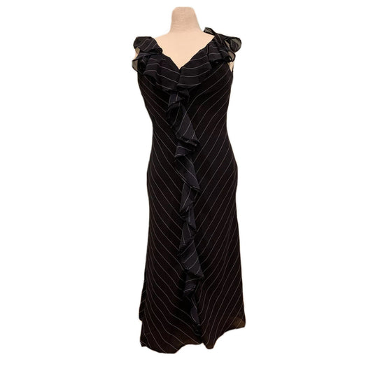 American Living Women's Maxi Dress Sleeveless Black And White Striped Size 8